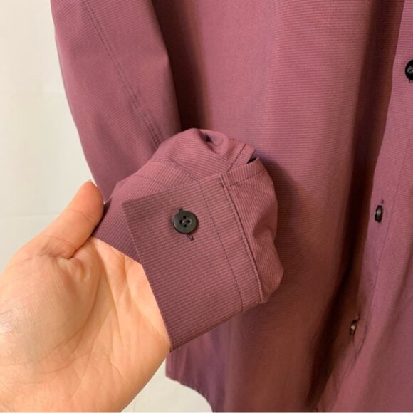 Lululemon Voyage Long Sleeve Buttondown Wee Stripe Black Cherry Prep Red Medium - Picture 5 of 10